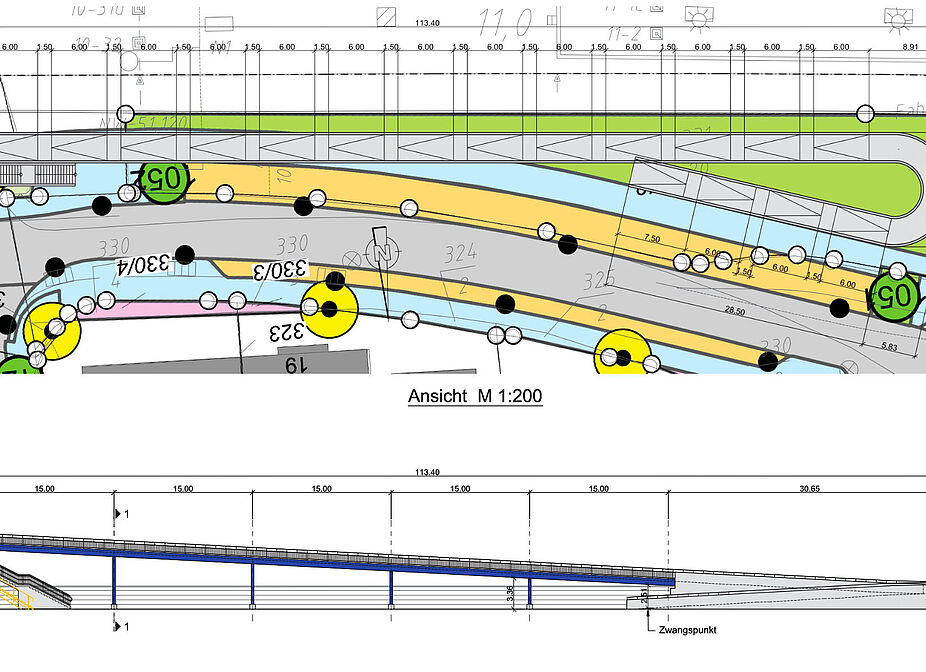 Rampe Heimstättenbrücke_Entwurf Entwurfszeichnung Rampe Heimstättenbrücke