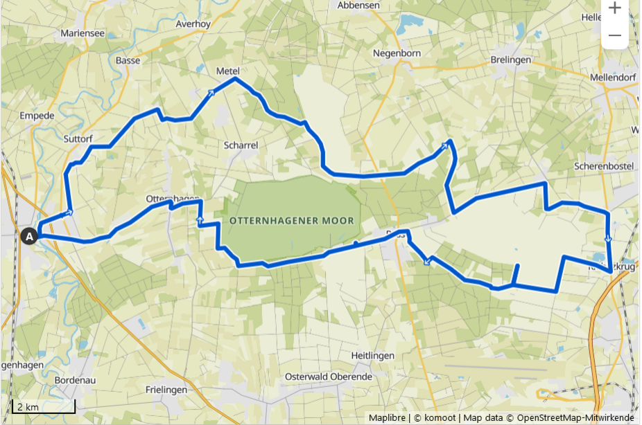 ADFC Radtour zu den östlichen Mooren von Neustadt a. Rbge. Zu den östlichen Mooren - Alte Wache Neustadt a. Rbge. bis Bissendorfer Moor