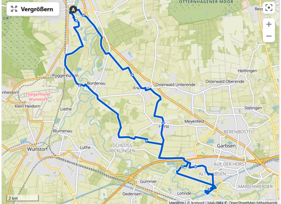 Von der Alten Wache in Neustadt zum Wasserkreuz bei Seelze